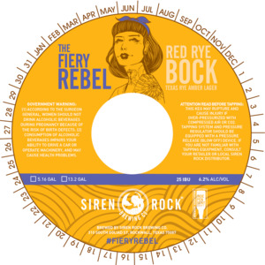 Siren Rock Brewing Co The Fiery Rebel Red Rye Bock May 2022