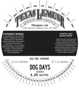 Texas Leaguer Brewing Company Dog Days Shandy