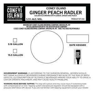 Coney Island Brewing Company Ginger Peach Radler