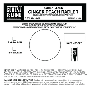 Coney Island Brewing Company Ginger Peach Radler May 2022