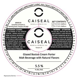 Caiseal Beer & Spirits Co. Glazed Boston Cream Porter