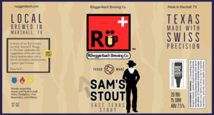 RÜeggenbach Brewing Co Sam's Stout - East Texas Stout May 2022