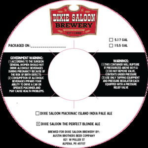 Austin Brothers Beer Company Dixe Saloon The Perfect Blonde Ale