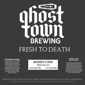 Ghost Town Brewing Monkey's Paw