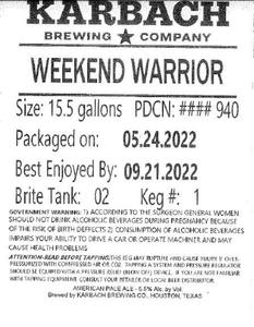 Karbach Brewing Company Weekend Warrior May 2022