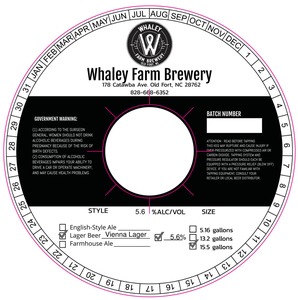 Whaley Farm Brewery Vienna Lager