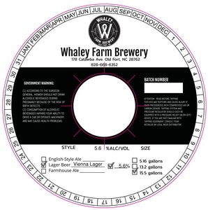 Whaley Farm Brewery Vienna Lager May 2022