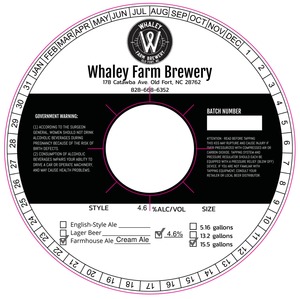 Whaley Farm Brewery Cream Ale