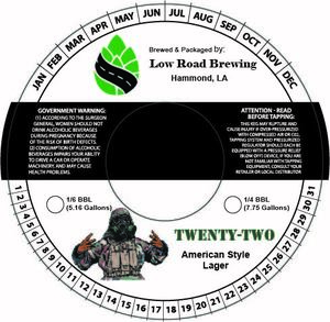 Low Road Brewing Twenty-two June 2022