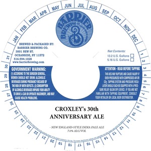 Barrier Brewing Co Croxley's 30th Anniversary Ale