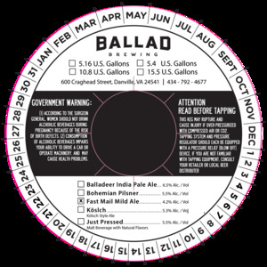 Ballad Brewing Fast Mail Mild Ale