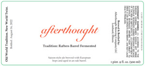 Afterthought Brewing Company Tradition: Rafters Barrel Fermented