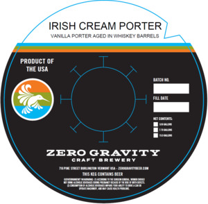 Zero Gravity Craft Brewery Irish Cream Porter August 2022