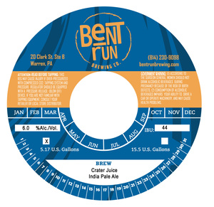 Bent Run Brewing Co. Crater Juice August 2022