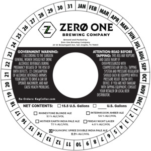 Zero One Brewing Company Polyhopic Spree Hazy Double India Pale Ale August 2022