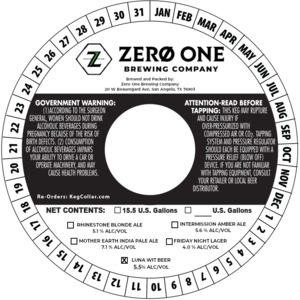 Zero One Brewing Company Luna Wit Beer