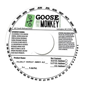 Goose And The Monkey Brewhouse Hillbilly Haircut Amber Ale September 2022