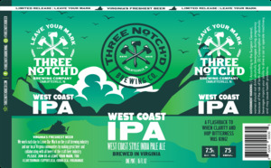 Three Notch'd Brewing Company West Coast IPA September 2022