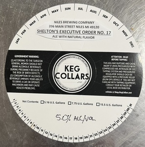 Niles Brewing Company Shelton's Executive Order: No. 17