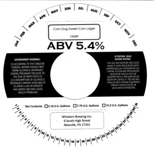 Whiskers Brewing Inc. Corn Dog Sweet Corn Lager September 2022