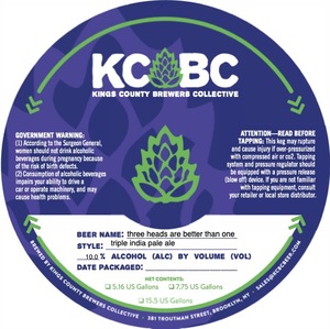 Kings County Brewers Collective Three Heads Are Better Than One September 2022