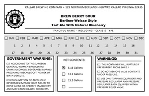 Callao Brewing Co. Brew Berry Sour Berliner Weisse Style