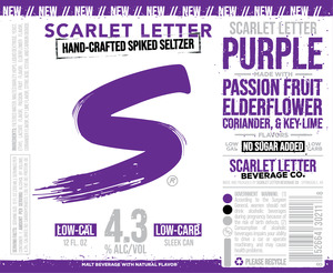Scarlet Letter Beverage Co. Scarlet Letter Purple - Passion Fruit Elderflower Coriander, Key Lime