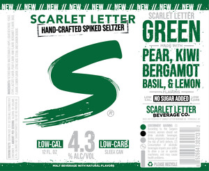 Scarlet Letter Beverage Co. Scarlet Letter Green - Pear, Kiwi, Bergamot, Basil, Lemon