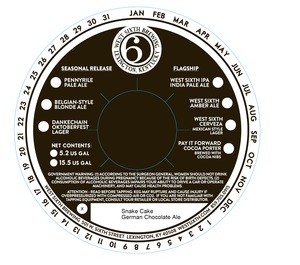 West Sixth Brewing Snake Cake German Chocolate Ale January 2023