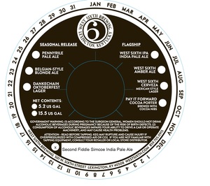 West Sixth Brewing Second Fiddle Simcoe India Pale Ale January 2023