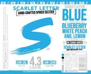 Scarlet Letter Beverage Co. Scarlet Letter Blue - Blueberry White Peach And, Lemon January 2023