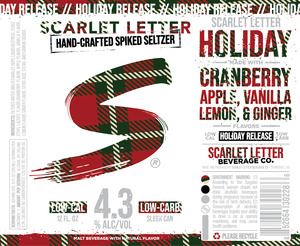 Scarlet Letter Beverage Co. Scarlet Letter Holiday - Cranberry, Apple, Vanilla, Lemon, & Ginger