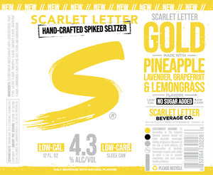 Scarlet Letter Beverage Co. Scarlet Letter Gold - Pineapple, Lavender, Grapefruit, Lemongrass