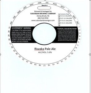 Suburban Brewing Company Riwaka Pale Ale January 2023