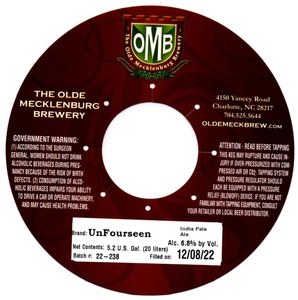 The Olde Mecklenburg Brewery Unfourseen India Pale Ale