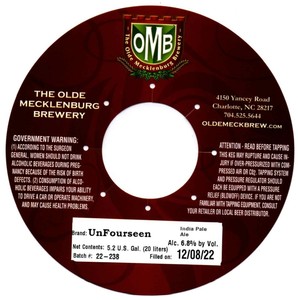 The Olde Mecklenburg Brewery Unfourseen India Pale Ale