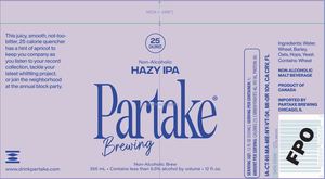 Partake Brewing Hazy IPA January 2023