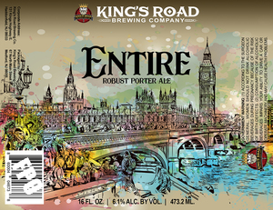 King's Road Brewing Company Entire Robust Porter Ale January 2023