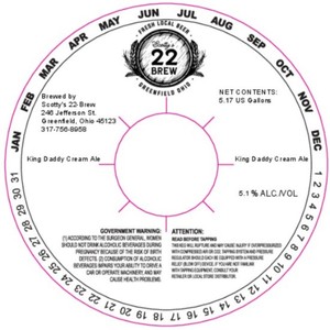 Scotty's 22-brew King Daddy Cream Ale January 2023