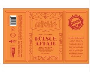 Paradox Brewery The Great Kolsch Affair: Blood Orange January 2023