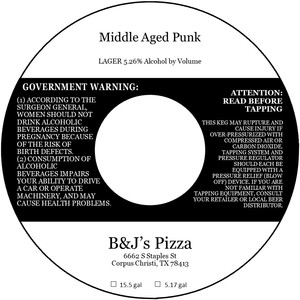B&j's Pizza Middle Aged Punk Lager