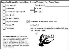 Martin House Brewing Company Best Maid Watermelon Pickle Beer