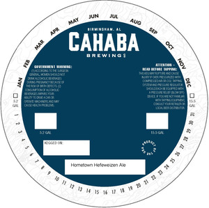 Cahaba Brewing Co. Hometown Hefeweizen January 2023