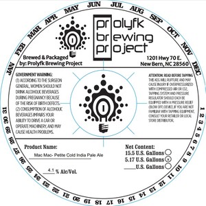 Prolyfk Brewing Project Mac Mac -petite Cold India Pale Ale