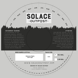 Solace Outpost Bohemian Nights Dark Lager January 2023