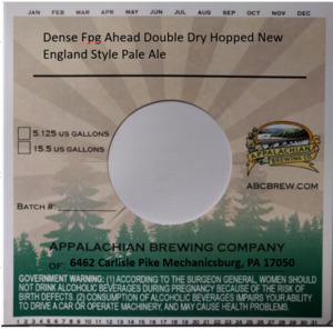Appalachian Brewing Company Dense Fog Ahead Double Dry Hopped New England Style Pale Ale
