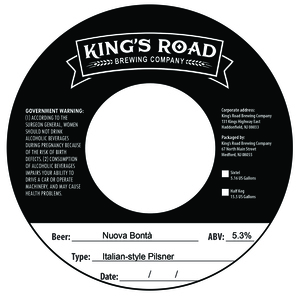 King's Road Brewing Company Nuova Bonta Italian-style Pilsner