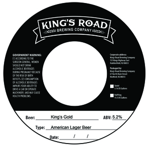 King's Road Brewing Company King's Gold American Lager Beer