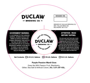 Duclaw Brewing Co. Purple Passion Mardi Gras