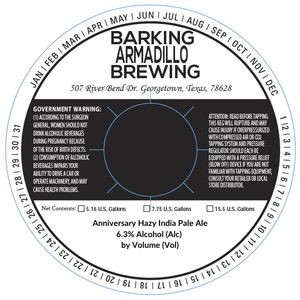Barking Armadillo Brewing Anniversary Hazy IPA